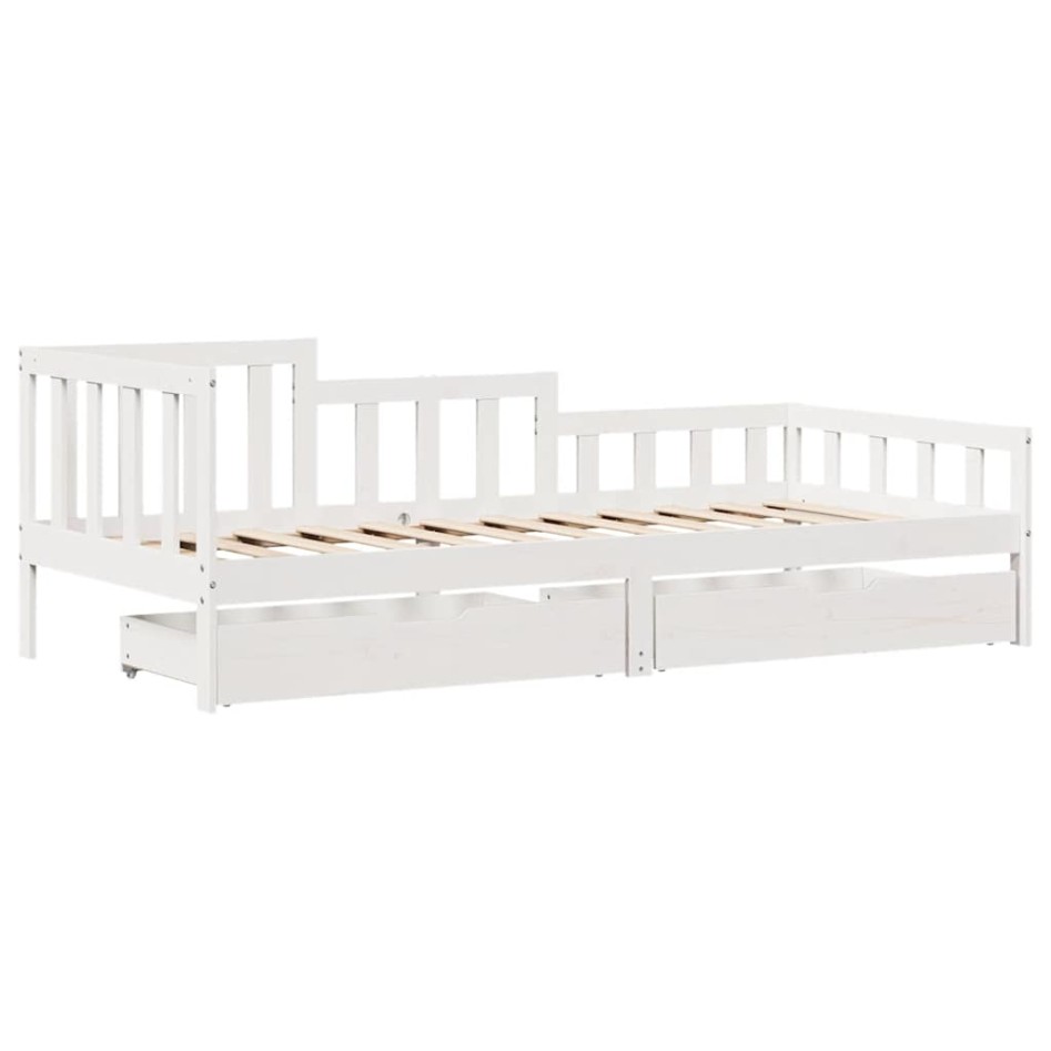 Sofá cama con cajones madera maciza de pino 90x190