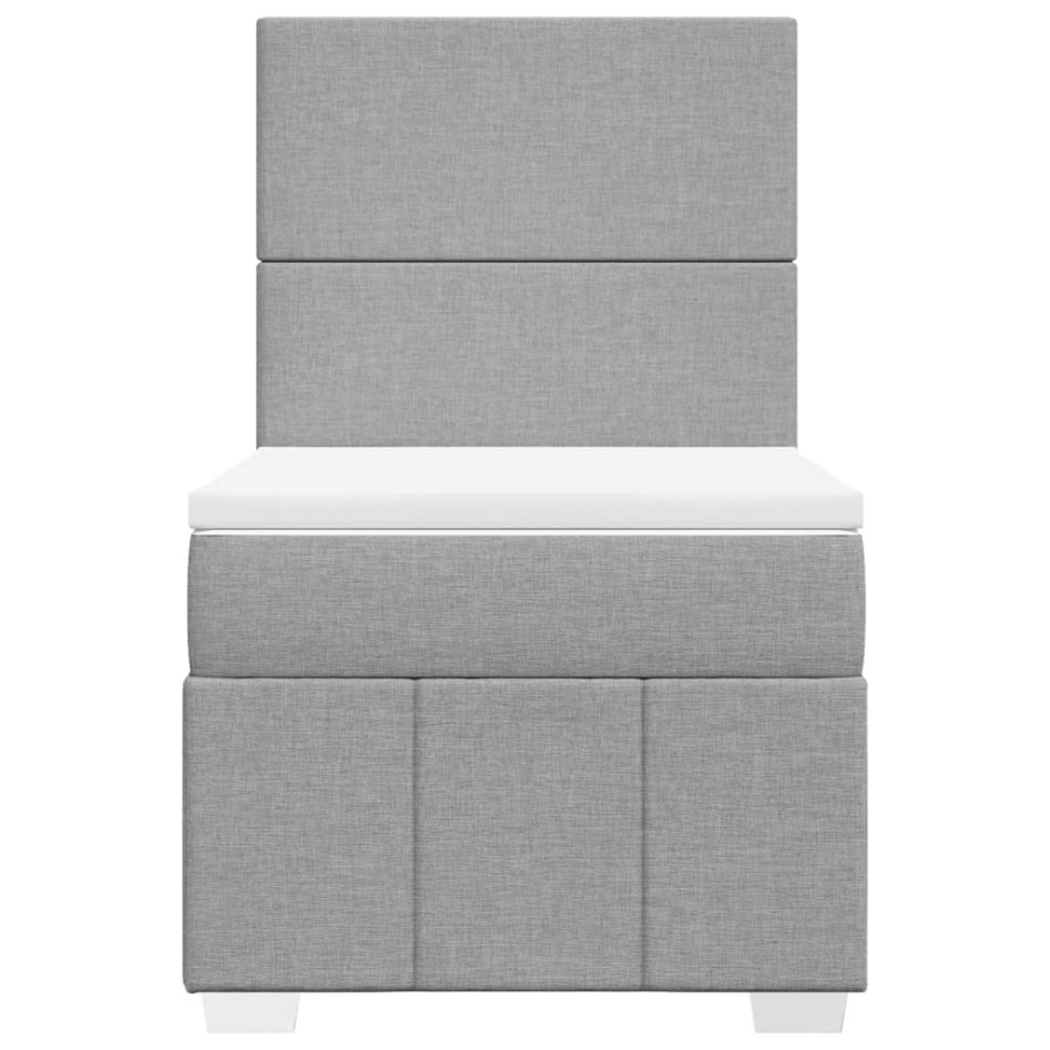 Cama box spring con colchón tela gris claro 80x200
