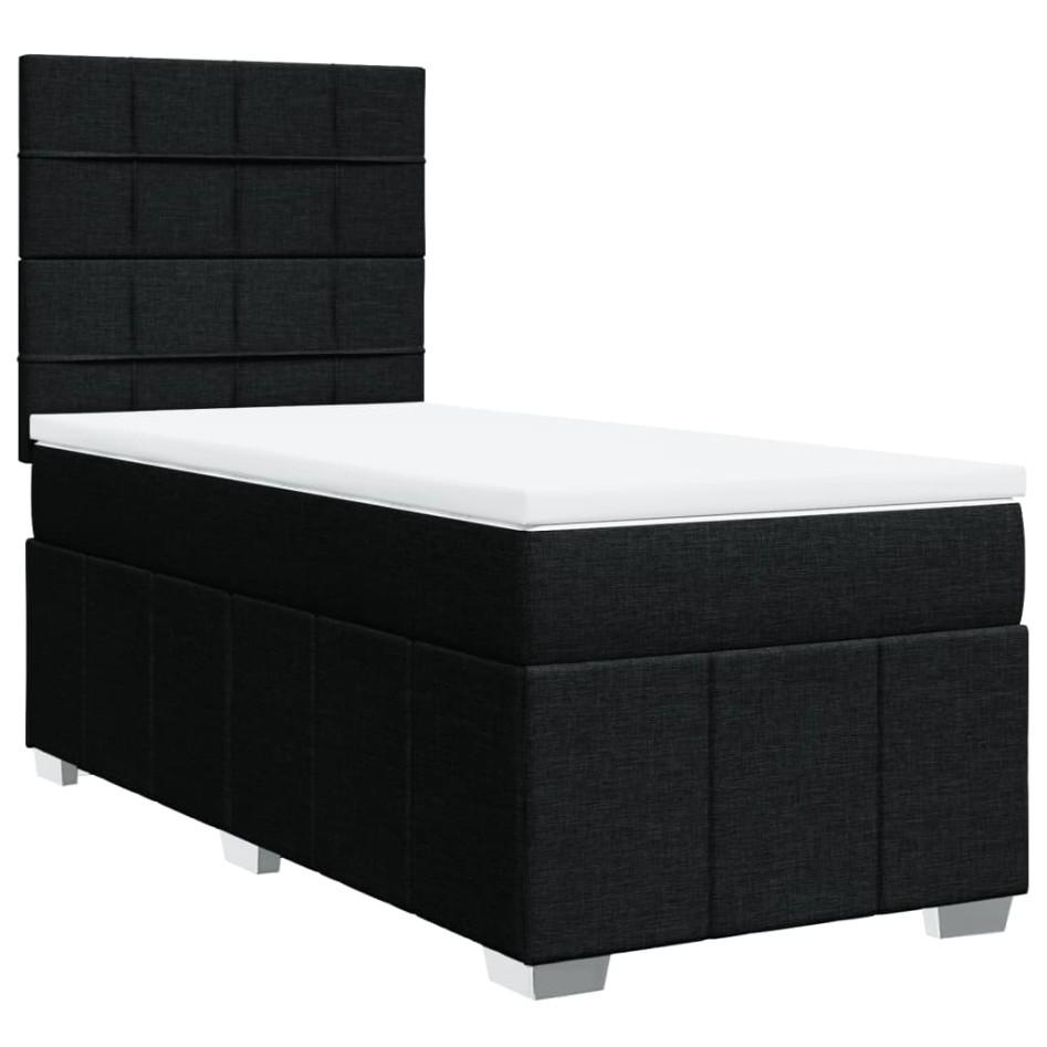 Cama box spring con colchón tela negro 80x200