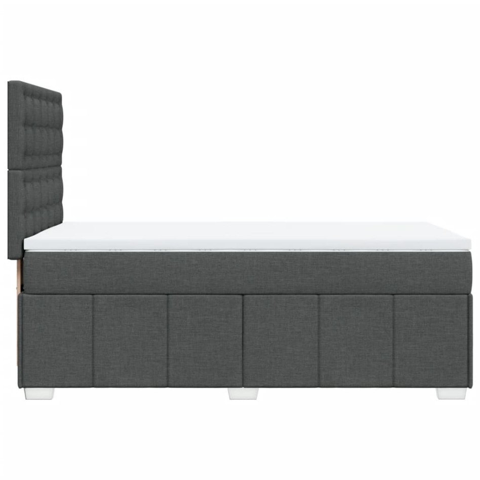 Cama box spring con colchón tela gris oscuro 80x200