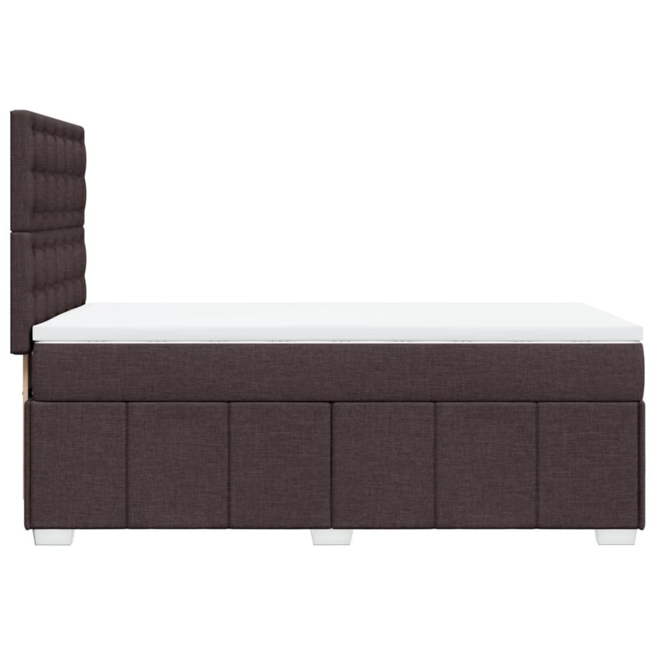 Cama box spring con colchón tela marrón oscuro 80x200