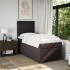 Cama box spring con colchón tela marrón oscuro 90x190