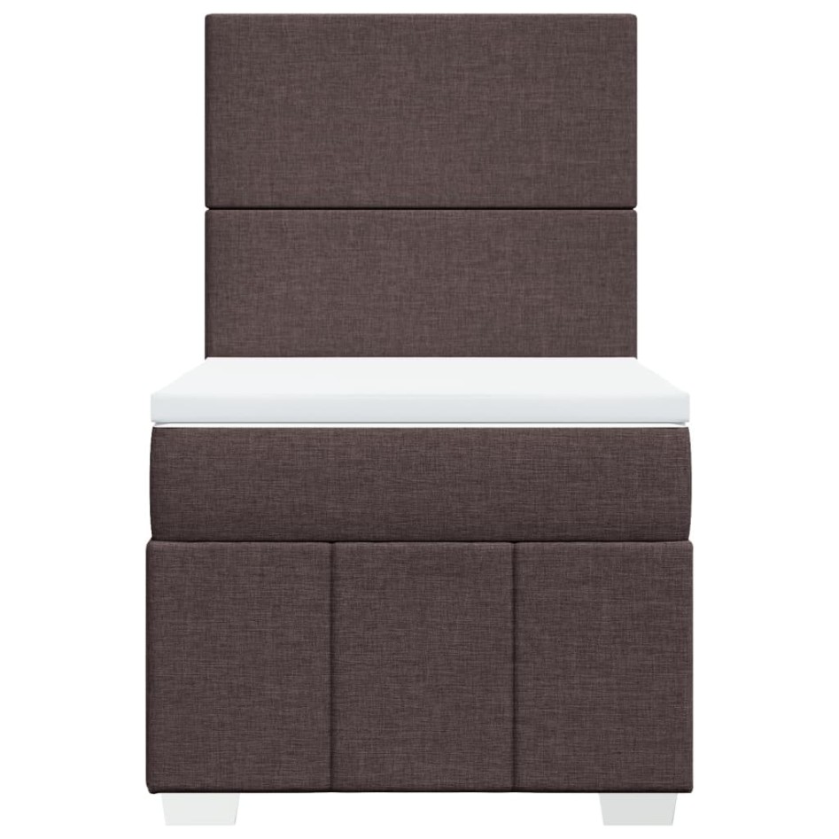 Cama box spring con colchón tela marrón oscuro 90x190