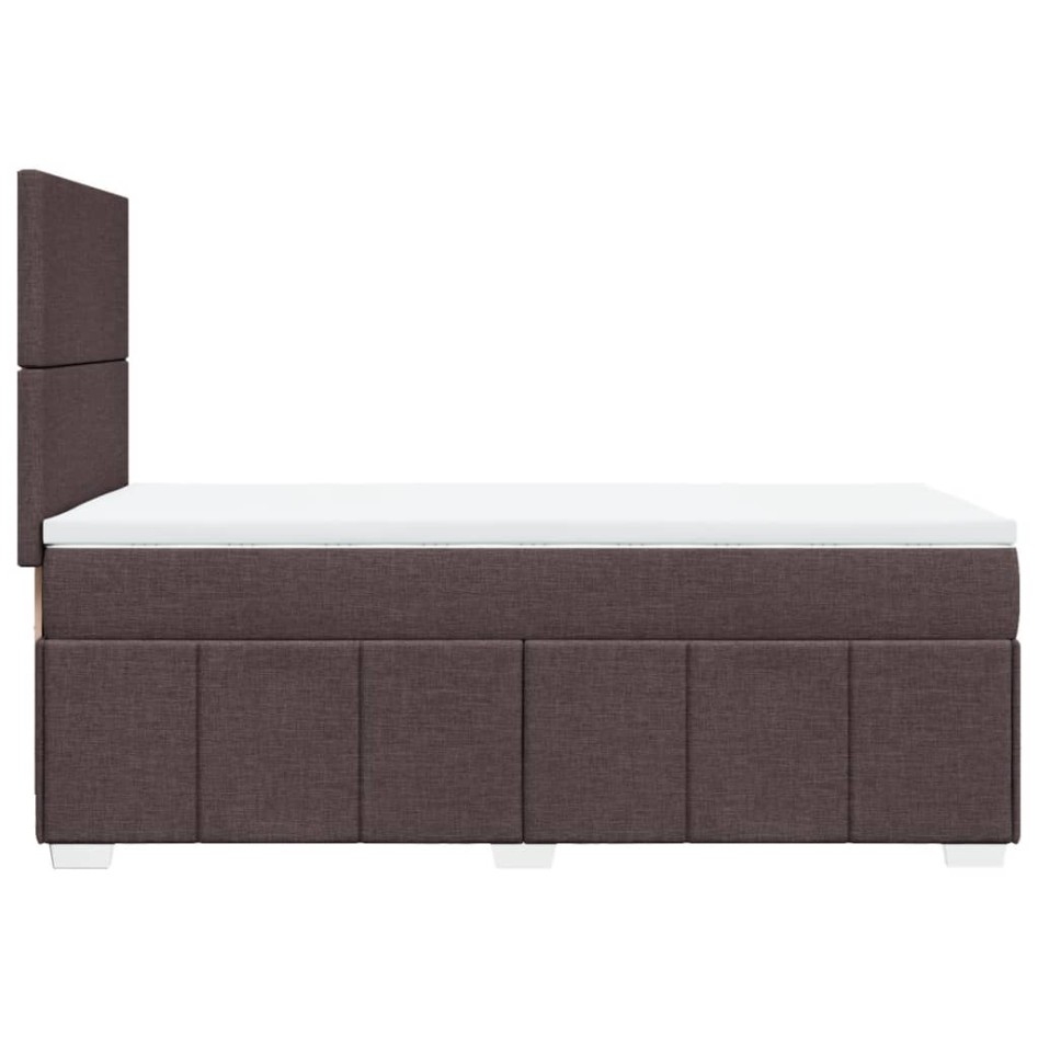 Cama box spring con colchón tela marrón oscuro 90x190