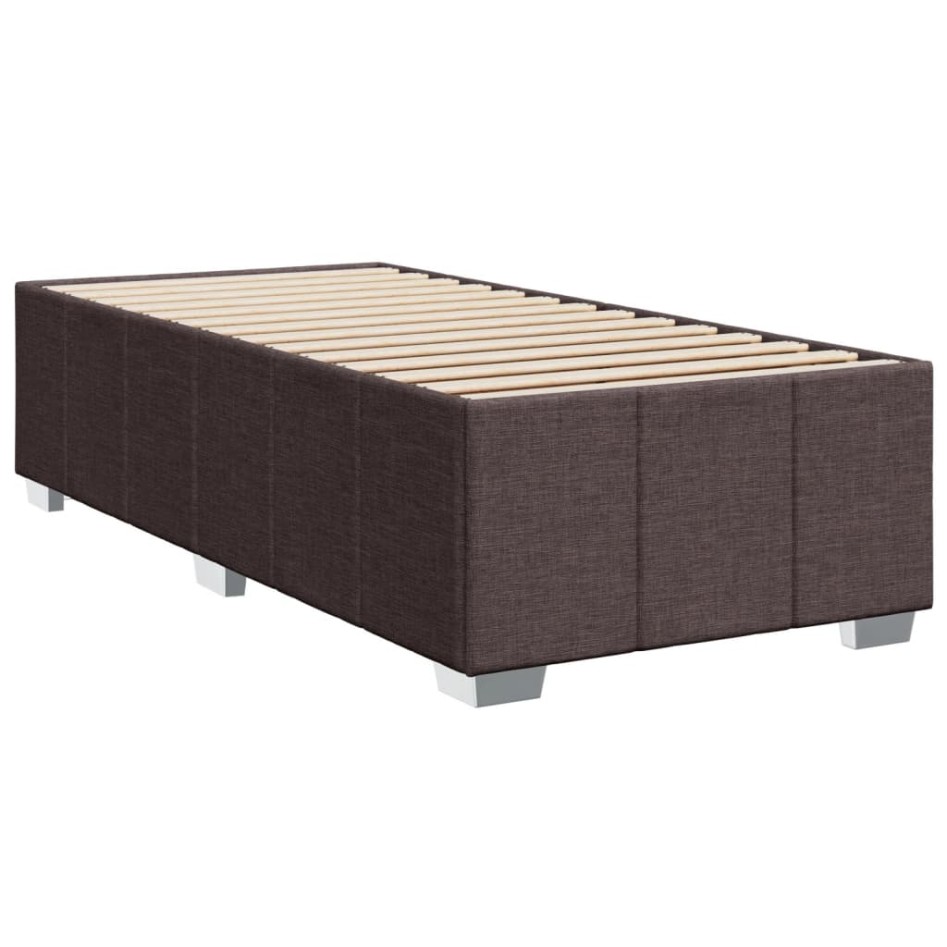 Cama box spring con colchón tela marrón oscuro 90x190