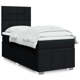 Cama box spring con colchón tela negro 90x190