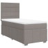 Cama box spring con colchón tela gris taupe 90x190