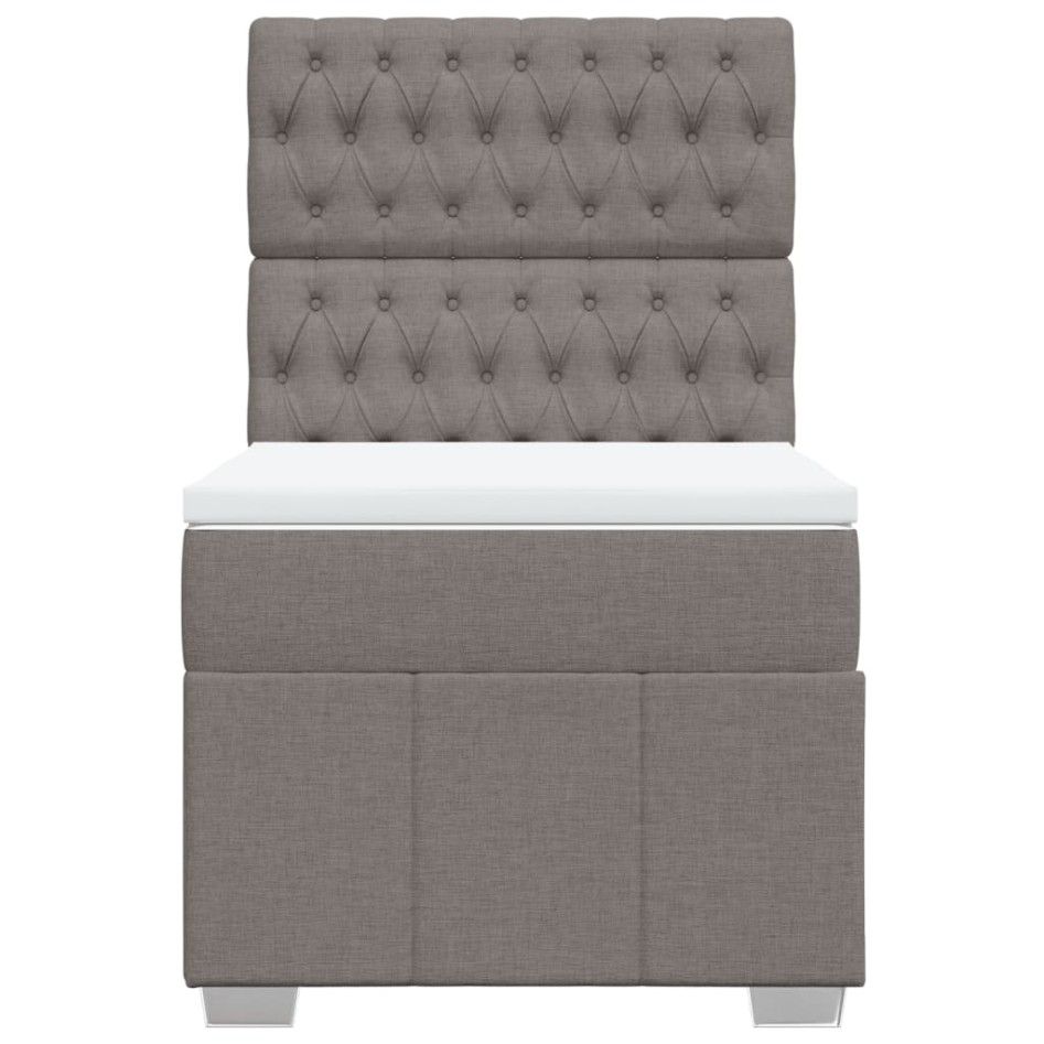 Cama box spring con colchón tela gris taupe 100x200
