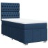 Cama box spring con colchón tela azul 100x200