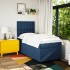 Cama box spring con colchón tela azul 100x200