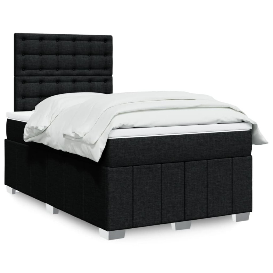 Cama box spring con colchón tela negro 120x190