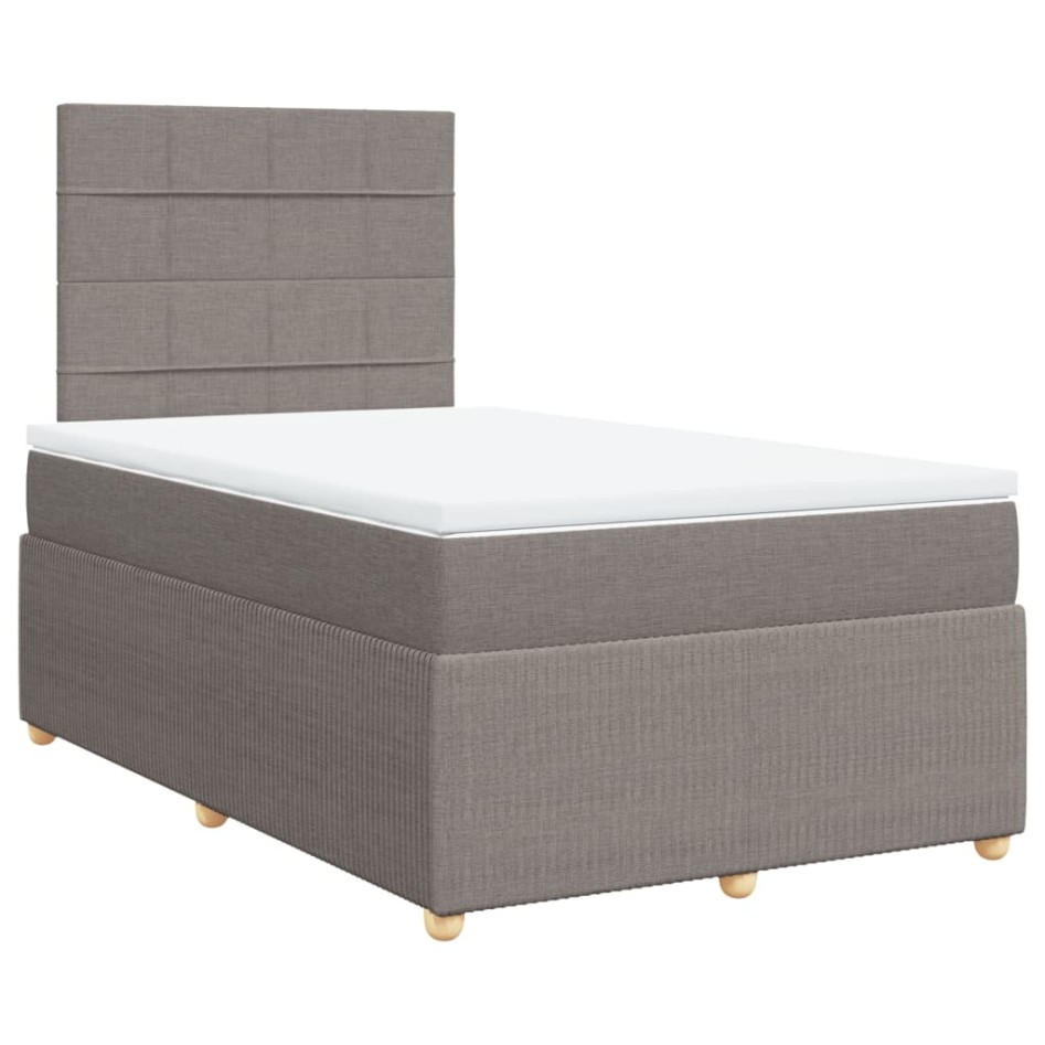 Cama box spring con colchón tela gris taupe 120x190