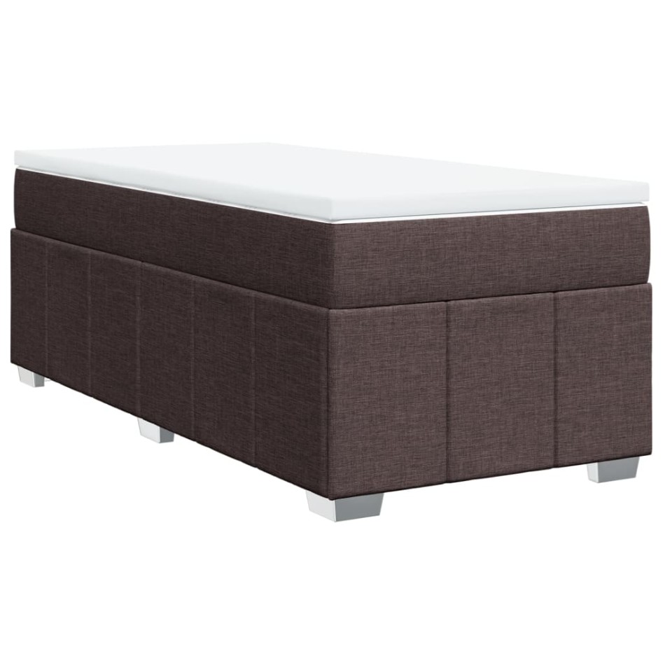 Cama box spring con colchón tela marrón oscuro 80x200