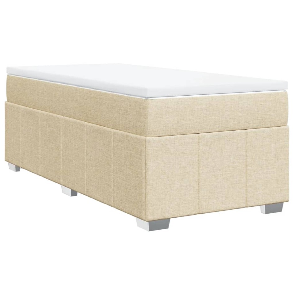 Cama box spring con colchón tela color crema 80x200
