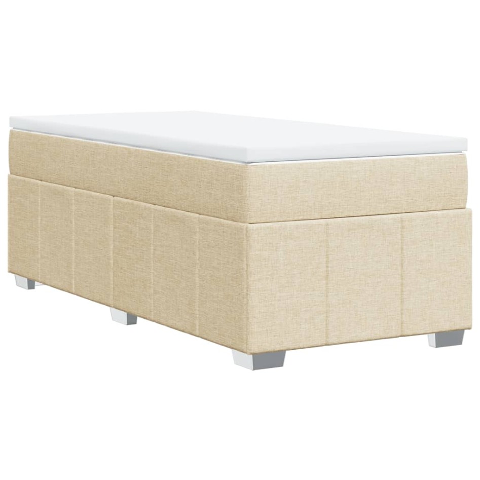 Cama box spring con colchón tela color crema 80x200