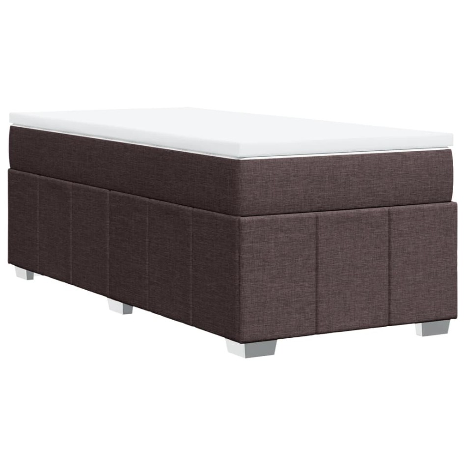 Cama box spring con colchón tela marrón oscuro 90x190