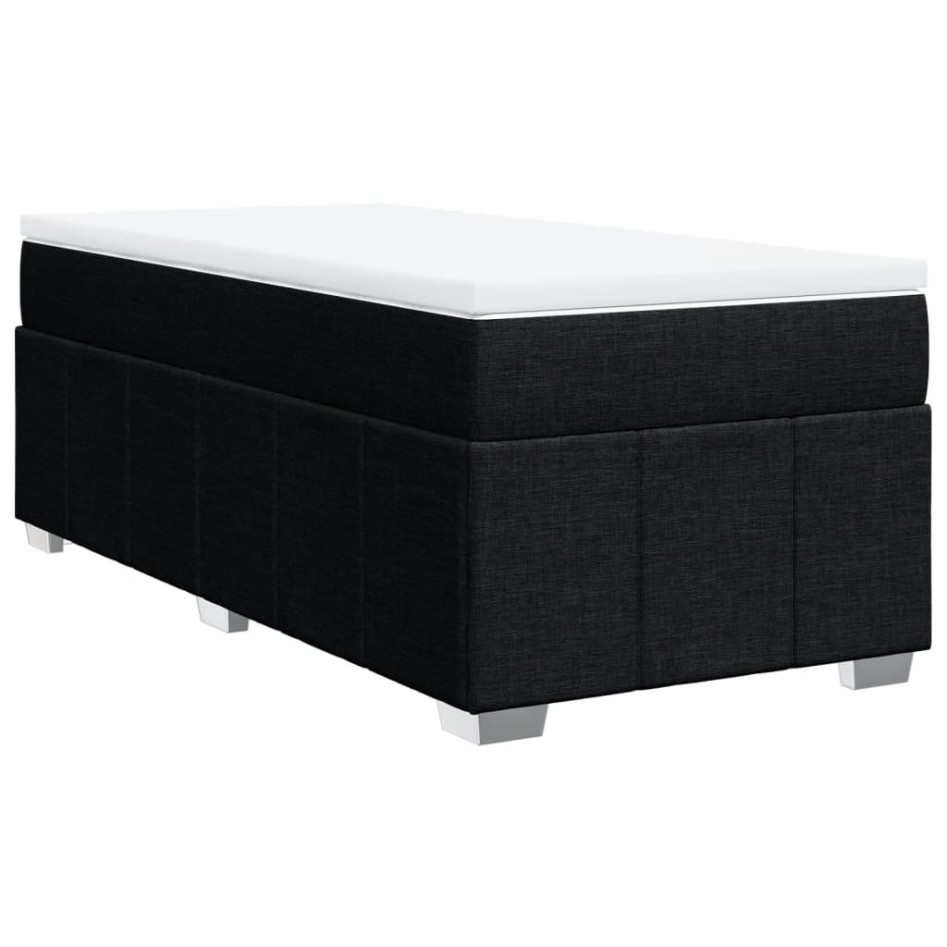 Cama box spring con colchón tela negro 90x200
