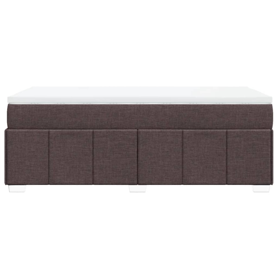 Cama box spring con colchón tela marrón oscuro 100x200