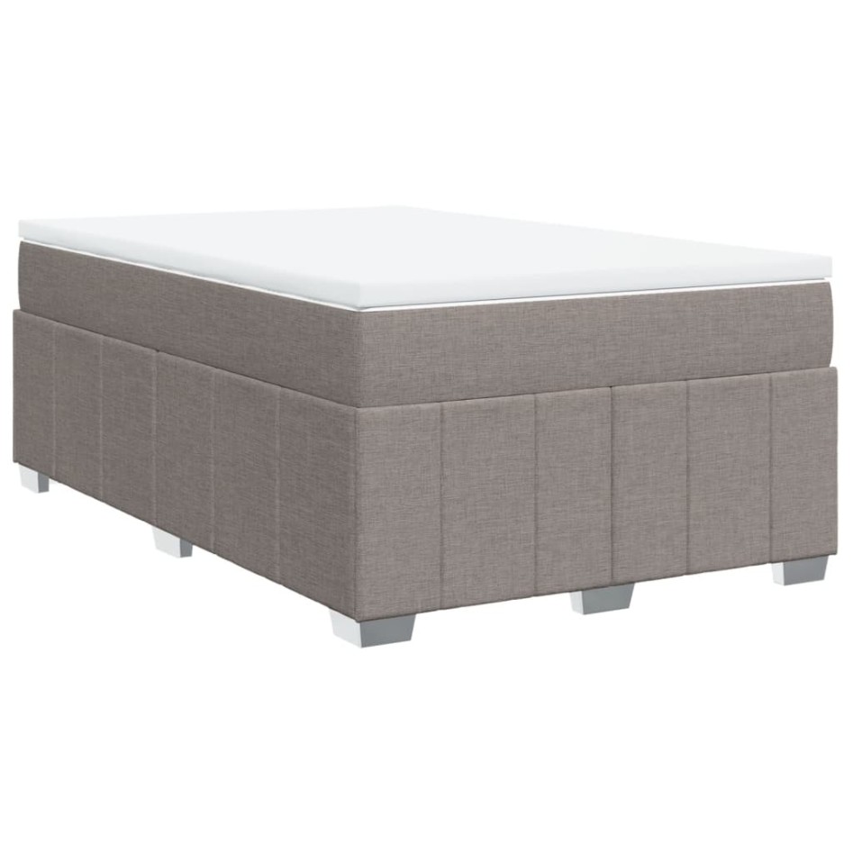Cama box spring con colchón tela gris taupe 120x200