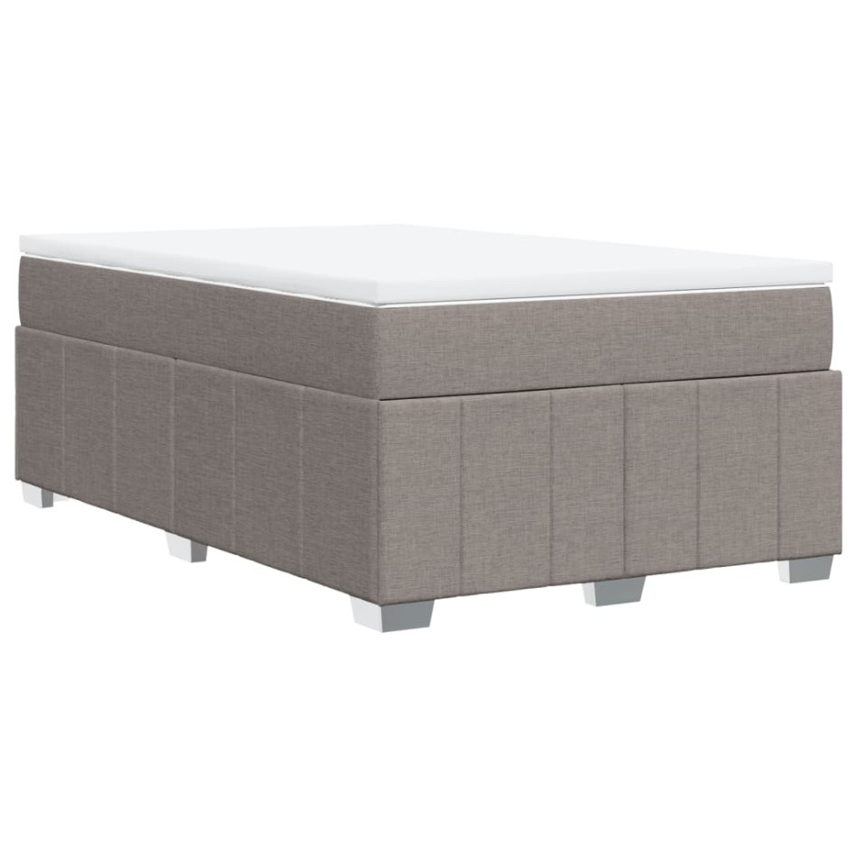 Cama box spring con colchón tela gris taupe 120x200