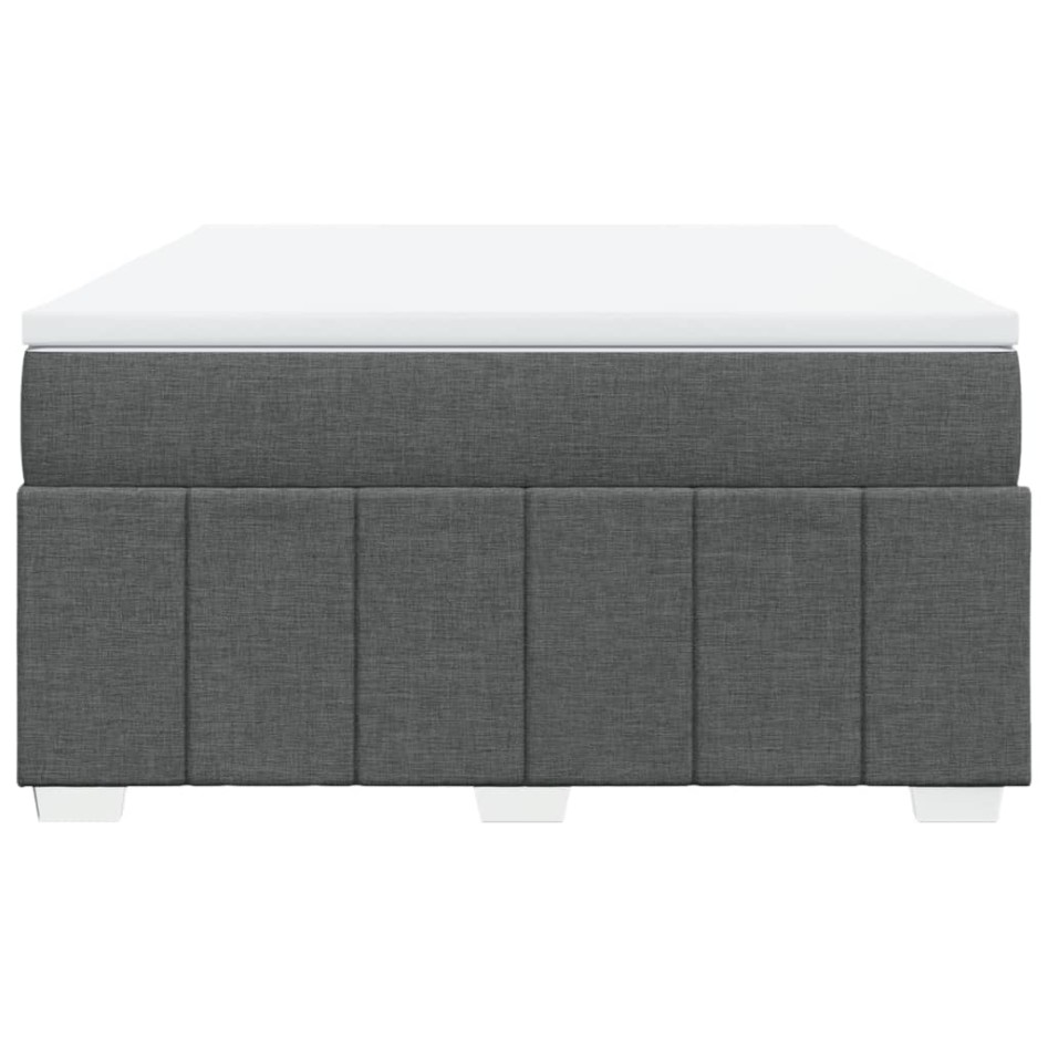 Cama box spring con colchón tela gris oscuro 140x190