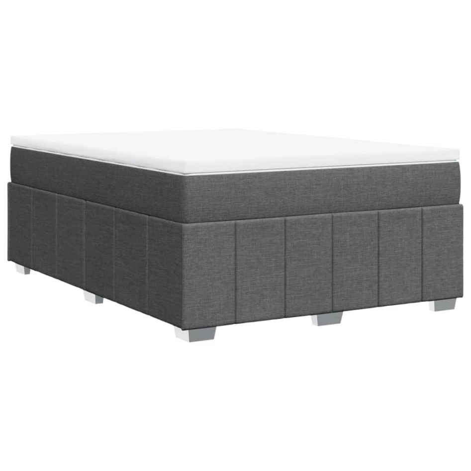 Cama box spring con colchón tela gris oscuro 140x190