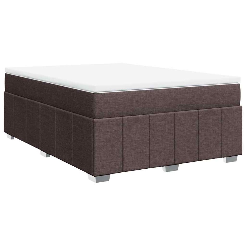 Cama box spring con colchón tela marrón oscuro 140x190