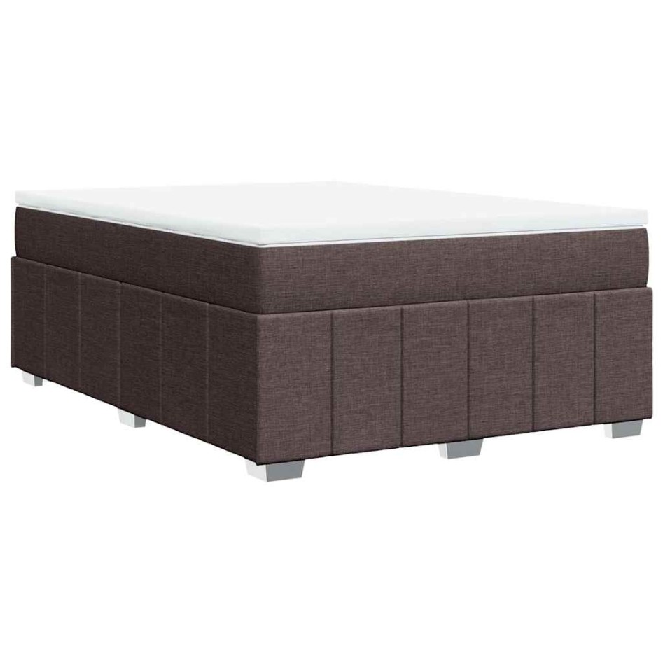 Cama box spring con colchón tela marrón oscuro 140x190