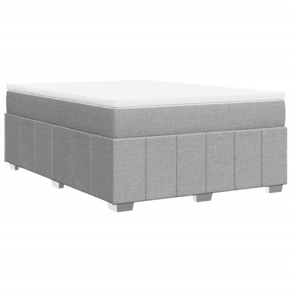 Cama box spring con colchón tela gris claro 160x200
