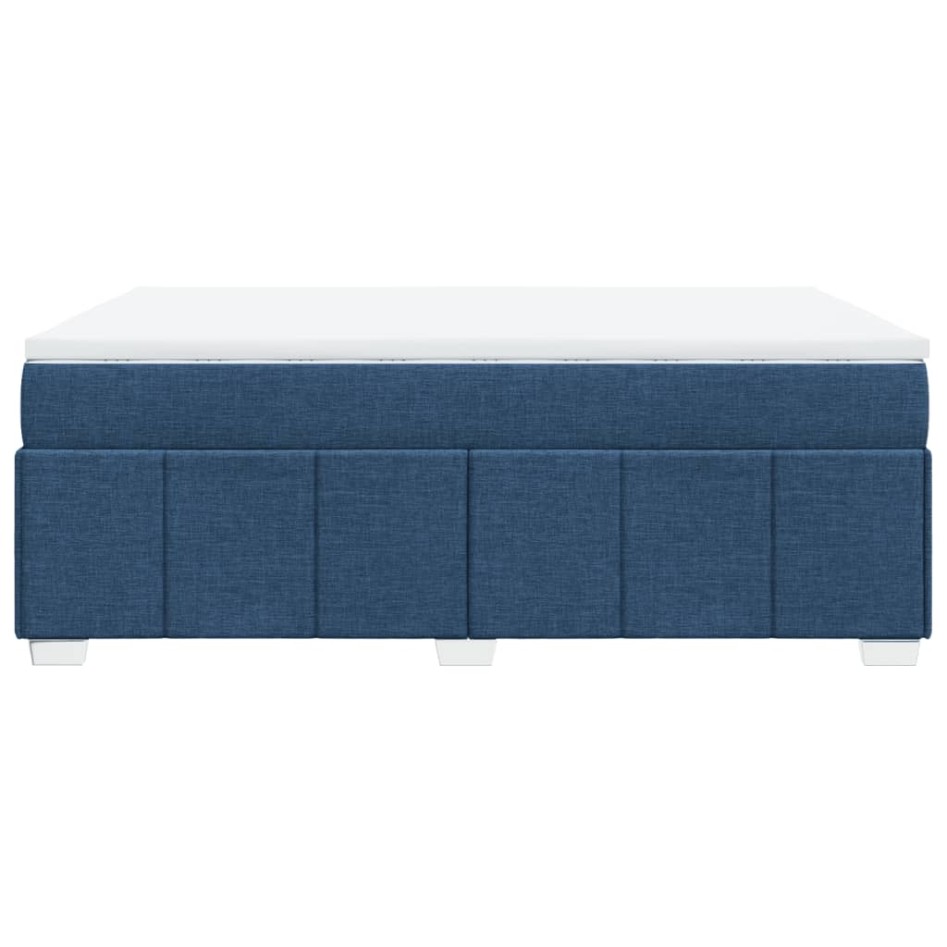 Cama box spring con colchón tela azul 160x200