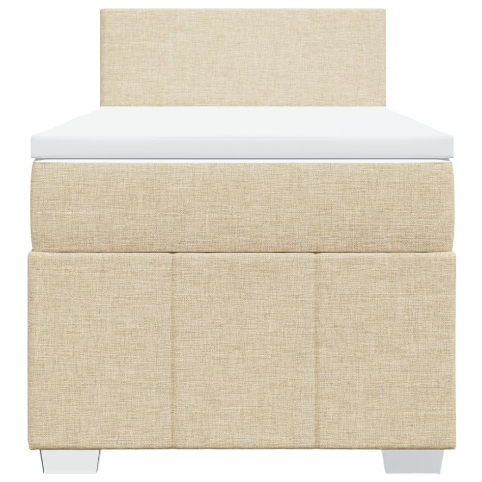 Cama box spring con colchón tela color crema 80x200