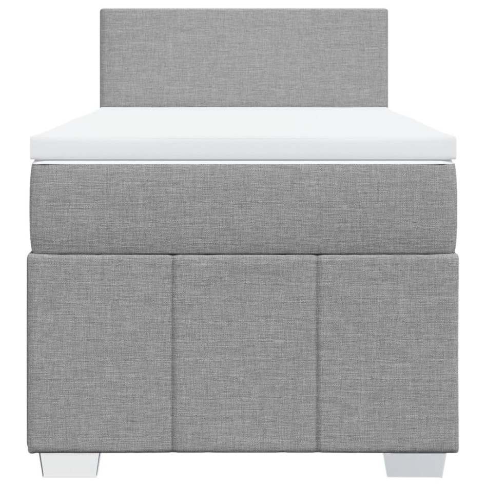 Cama box spring con colchón tela gris claro 90x190