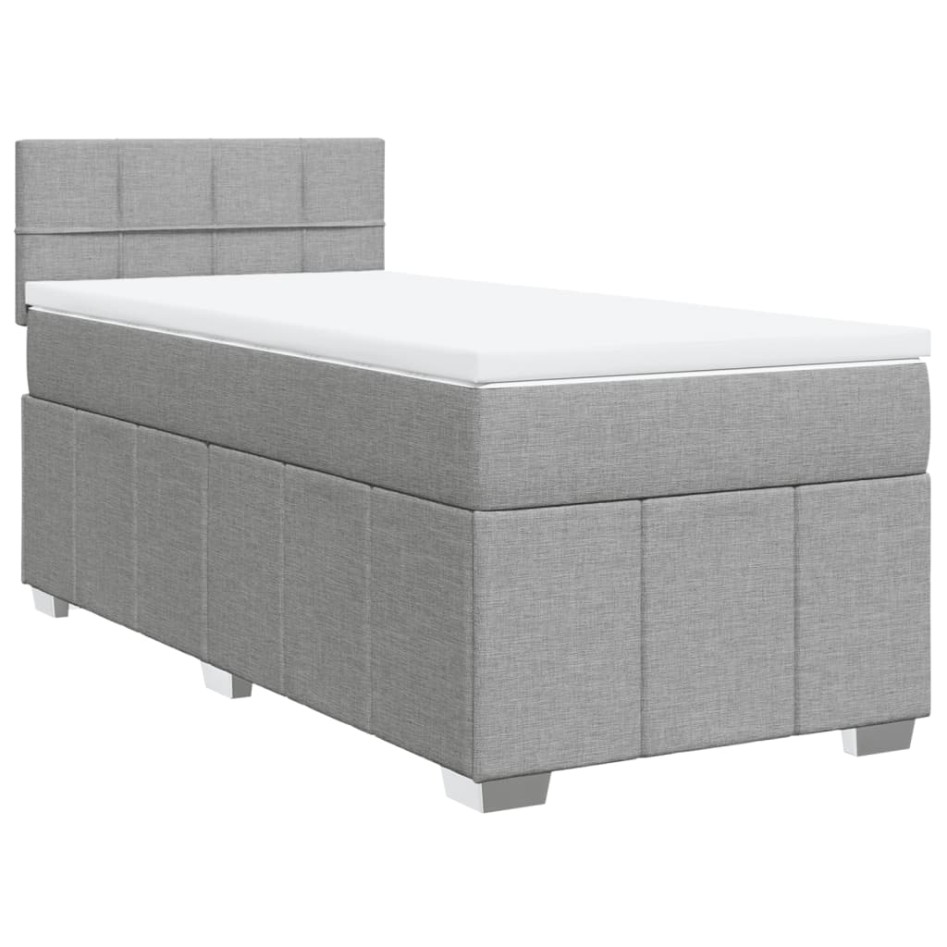 Cama box spring con colchón tela gris claro 90x190