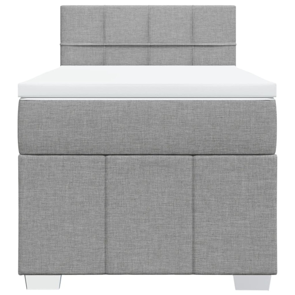 Cama box spring con colchón tela gris claro 90x190