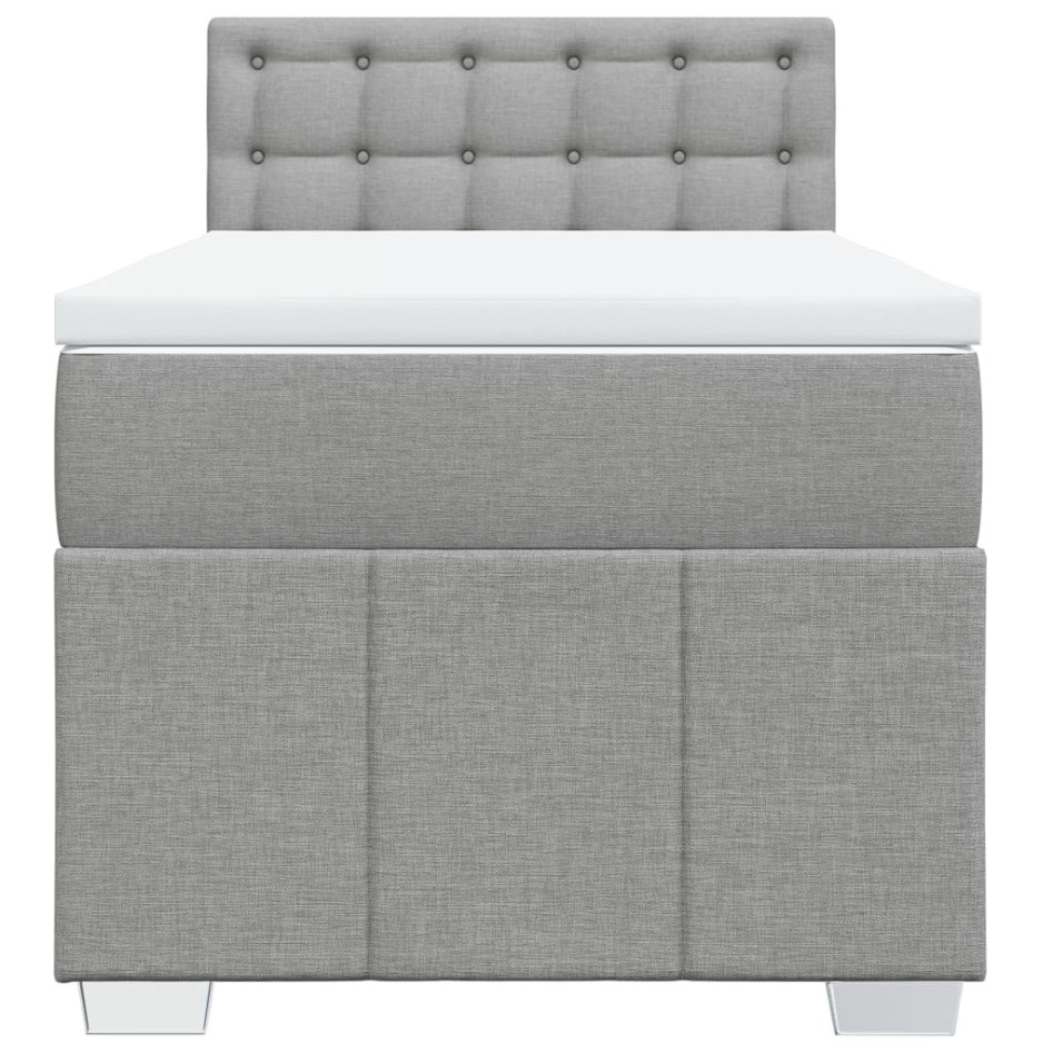 Cama box spring con colchón tela gris claro 90x190
