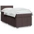 Cama box spring con colchón tela marrón oscuro 100x200