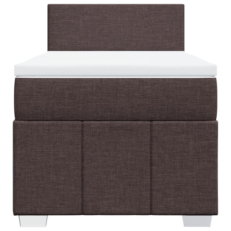 Cama box spring con colchón tela marrón oscuro 100x200