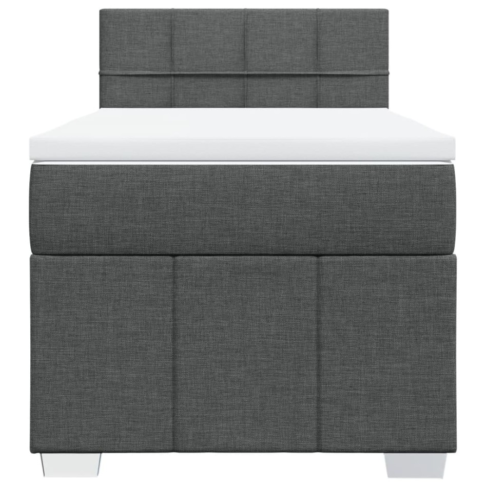 Cama box spring con colchón tela gris oscuro 100x200
