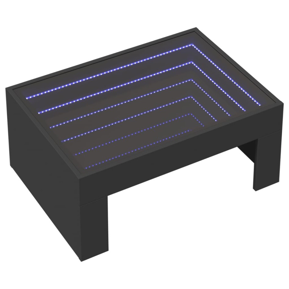 Mesa de centro con Infinity LED negro 70x50x30