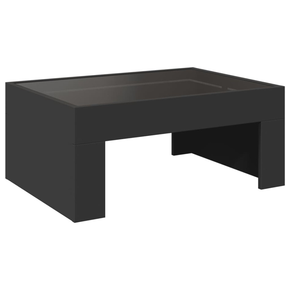 Mesa de centro con Infinity LED negro 70x50x30