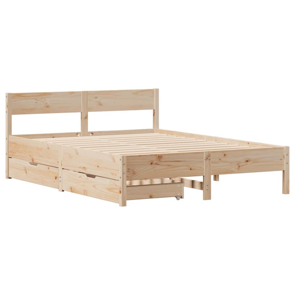 Estructura de cama sin colchón madera maciza de pino 135x190