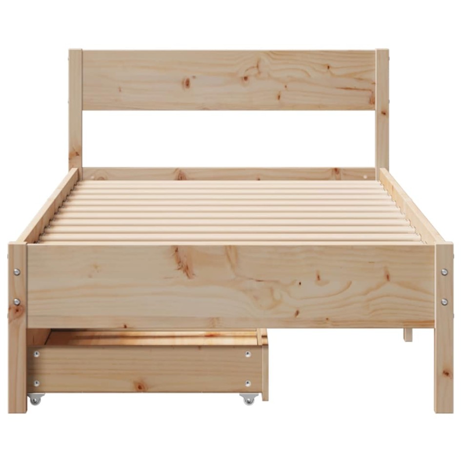 Estructura de cama sin colchón madera maciza de pino 90x190
