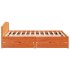 Cama sin colchón madera maciza de pino marrón cera 200x200