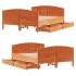 Cama sin colchón madera maciza de pino marrón cera 120x200