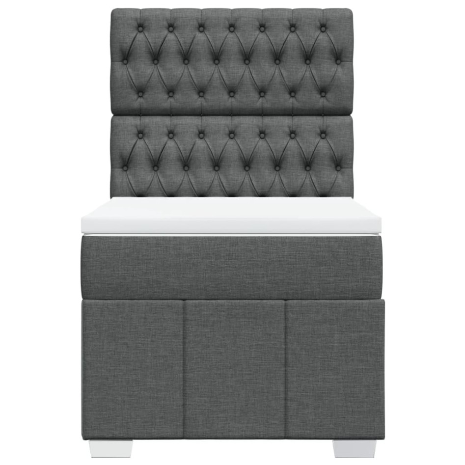 Cama box spring con colchón tela gris oscuro 90x190