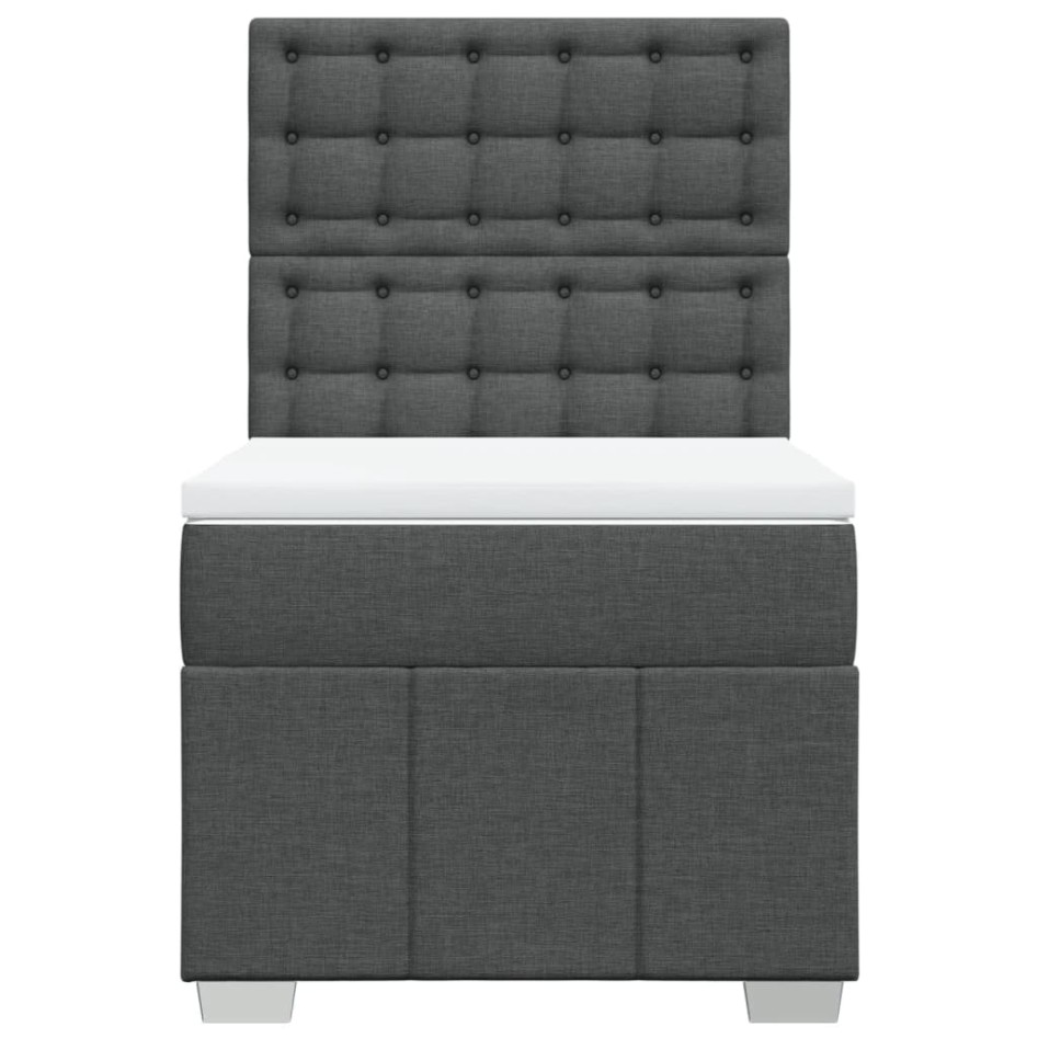 Cama box spring con colchón tela gris oscuro 90x190
