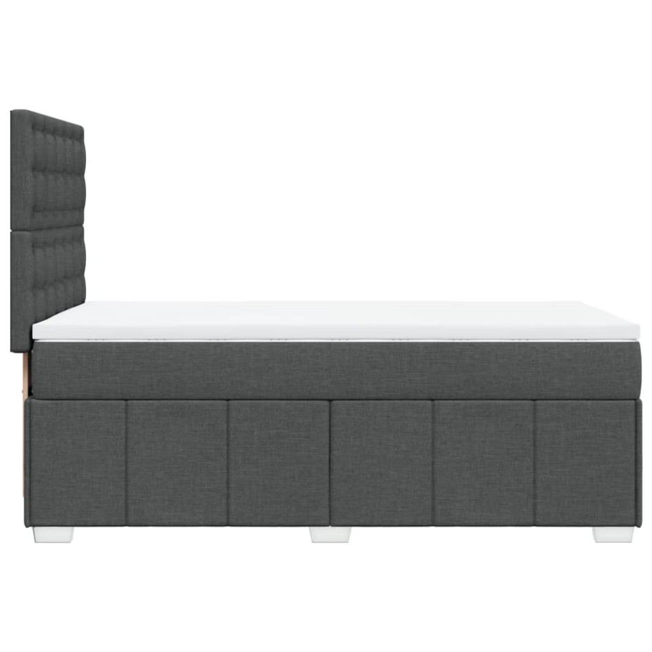 Cama box spring con colchón tela gris oscuro 90x190