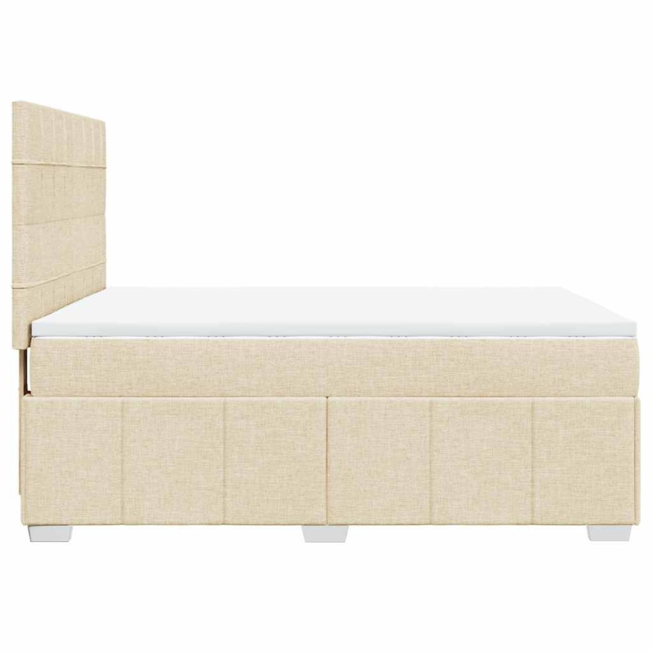 Cama box spring con colchón tela color crema 140x190