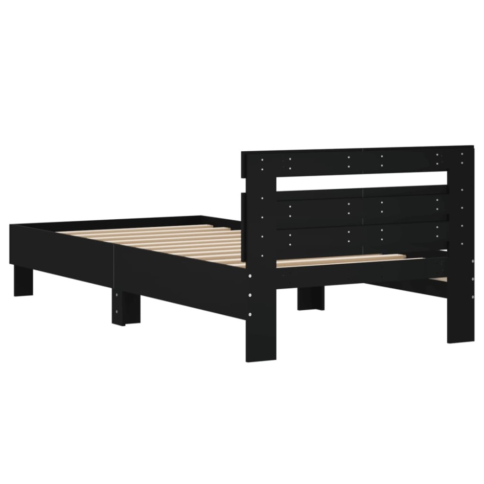 Estructura cama con cabecero madera ingeniería negro 100x200