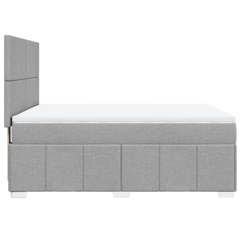 Cama box spring con colchón tela gris claro 140x190